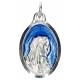 Médaille 25 mm ovale Vierge argentée et émail bleu