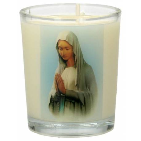 Bougie en verre 65 x 50 mm Vierge priante