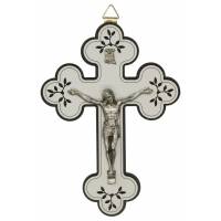 Kruisbeeld - 23 cm - Wit en zwart hout 