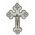 Croix murale - 23 cm - Bois blanc et noir