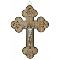 Croix murale - 23 cm - Bois bruin et noir