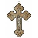 Croix murale - 23 cm - Bois bruin et noir