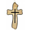 Kruisbeeld - 16 cm - Wit en zwart hout 