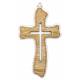Croix murale - 23 cm - Bois bruin et blanc