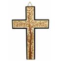 Croix murale moderne avec arbre de vie - 23 cm - Bois et finition noire