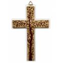 Croix murale moderne avec arbre de vie - 23 cm - Bois et finition blanche