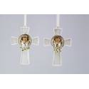 Set de 2 croix communion set garçon/fille 15 cm crème et doré