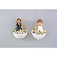 Benitiers pour communion set garçon/fille 11x8 cm