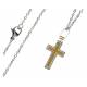 Collier en acier inoxydable avec croix dorée
