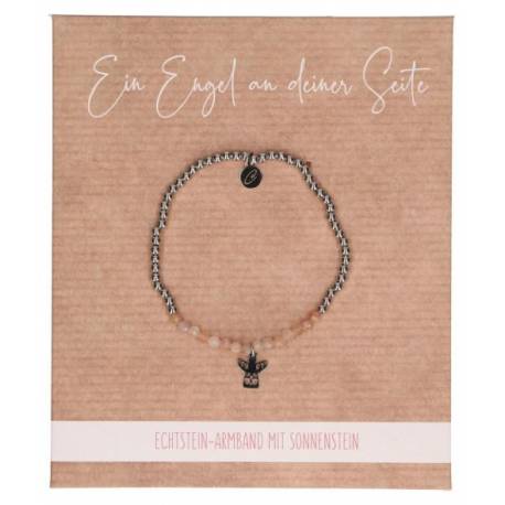 Bracelet "un ange à tes cotés" en acier et pierres de soleil