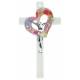 Kruisbeeld hart in glas + Zilver Christus 16 cm 