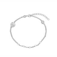 Armband zilver met rhodium met parels medaille engelbewaarder 
