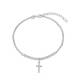 Bracelet argent rhodié et strass avec croix