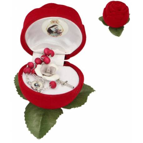 Ecrin rose image Ste Rita avec dizainier parfumé