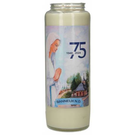 Bougie de Neuvaine en verre / blanc / Appar. Banneux / 75