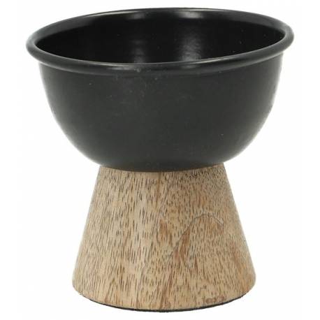 Brûle-encens - H 7 x 6 cm - Fer noir et base bois