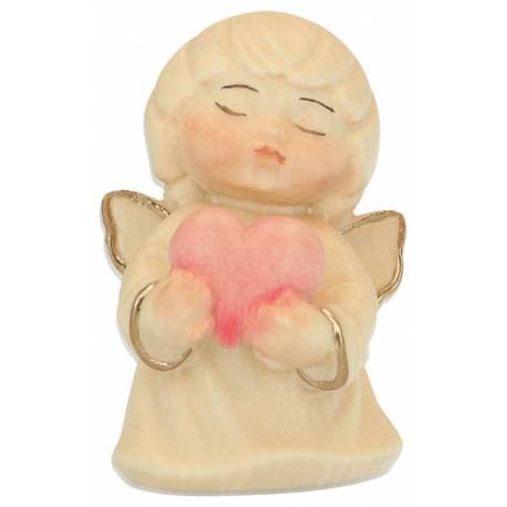 Houtsnijwerk Engel met hart 7 cm Alabaster 
