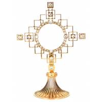 Ostensoir doré - H 25 cm - pour hostie 70 mm