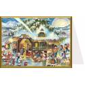 Dubbele traditionele kerstkaart met kerststal + envelop 