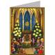 Carte de Noël double traditionnelle "Crèche dans l'Eglise" + enveloppe