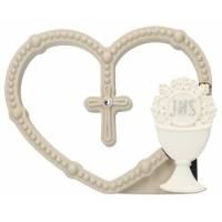 Souvenir de communion : chapelet en coeur + calice à poser