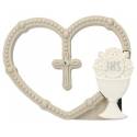 Communie souvenir : rozenkrans in vorm van een hart + kelk 