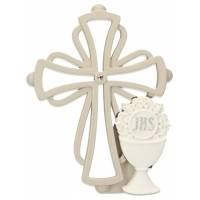 Souvenir de communion : croix + calice à poser