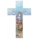 Croix murale moderne motifs floraux avec Christ 34 cm