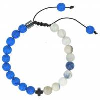 Mannenarmband met kruisje lavasteen + sodaliet + hematite 