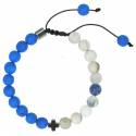 Bracelet homme avec croix pierre de lave + sodalite + hematite
