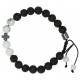 Bracelet homme avec croix et pierre de lave/ howlite