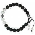 Bracelet homme avec croix et pierre de lave/ howlite