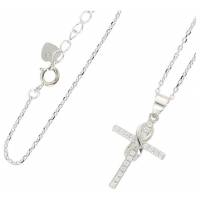 Collier argent avec croix + strass
