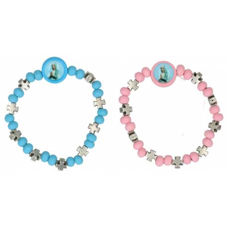 Bracelet sur élastique bleu / rose