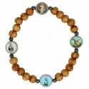 Armband op elastiek - hout - verschillende heiligen 