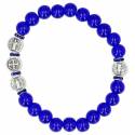 Armband op elastiek - blauw + med. H Benedictus 