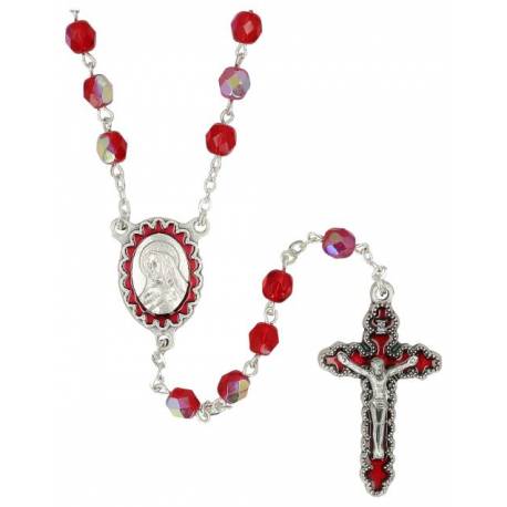 Chapelet Ste Rita Cristal rouge + boîte