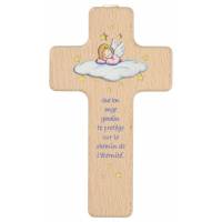 Croix Murale 15 x 8.5 cm Que ton ange gardien ... - Rose