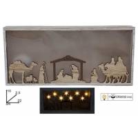 Décoration de Noël en bois avec crèche et lumière