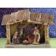 Crèche de Noël : cabane + 5 personnages de 5 cm (12x8x10cm)