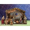 Crèche de Noël : cabane + 11 personnages de 12 cm (33x18x24cm)