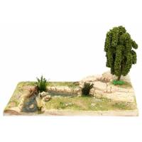 Décor pour santons de Provence Cascade et rivière 32 x 22 cm