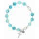 Armband op elastiek Blauw + Medaille + Kruisje 