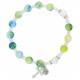 Armband op elastiek Groen-blauw-wit + Medaille + Kruisje 