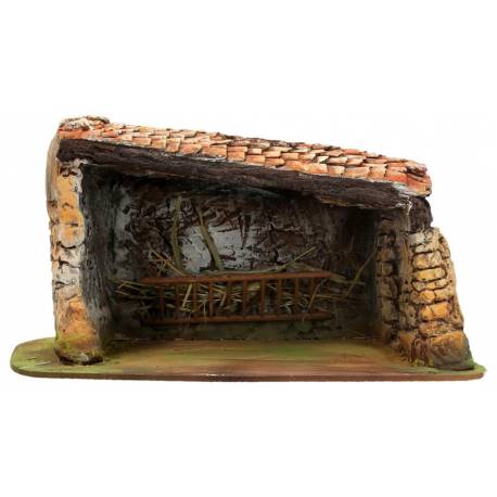 Décor pour santons de Provence - Etable toit ouvert - 26 x 16 x H 14 cm