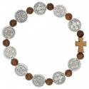Armband op elastiek - medailles H Benedictus - hout 