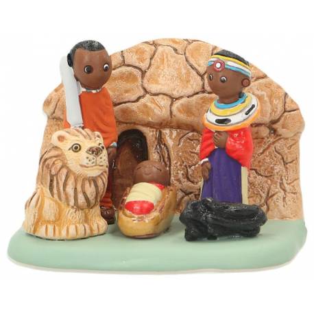 Crèche de Noël en terre cuite - "Crèche du monde" Masai