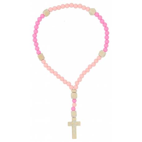 Chapelet s/élastique - Bicolore rose