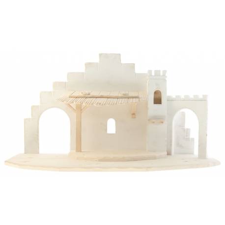 Cabane moderne en bois blanc (75 x 43 x 35cm) pour personnages de 15 cm