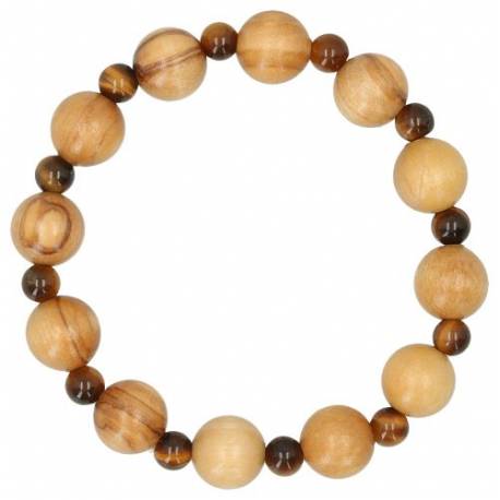 Bracelet sur élastique Oeil de tigre / Olivier 12 mm